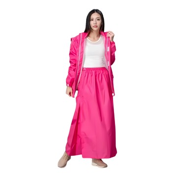 DongShen 東伸 裙襬搖搖女仕型套裝雨衣 晴雨防風防寒防曬 快速穿脫 背面3M反光條透氣  桃色  M