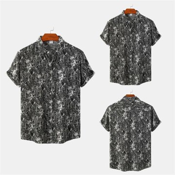 2022 男裝翻領碎花短袖寬松襯衫 Men's short sleeve loose shirt