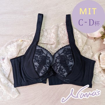 【露娜斯】輕吻瑰蜜。C-D杯 高脅邊涼感月牙集中包覆大罩杯機能內衣【深藍】台灣製U517