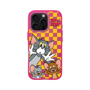 iPhone 16 Pro Clear 粉漾桃 - 湯姆貓與傑利鼠 Tom and Jerry - 大臉貼窗