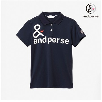 【and per se】女款深藍色吸濕快乾UV防護親膚素材POLO短棉 DLS207V1