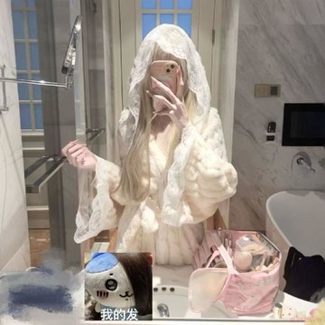 臺灣出貨12H🌈法式精緻蕾絲邊秋冬季睡袍女加絨加厚保暖可外穿復古睡衣女秋冬