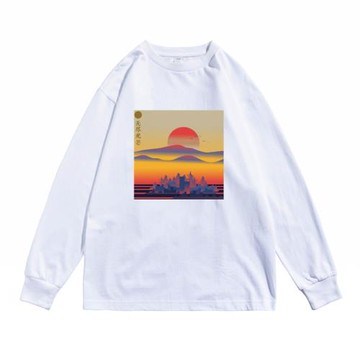 許巍搖滾無盡光芒藍蓮花專輯印花T恤圓領長袖寬松個性男女同款