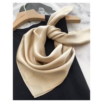 純色真絲絲巾小方巾圍巾女士2025新款夏季薄款護頸系脖子防曬夏天