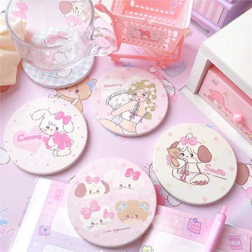 MIKKO聯名設計可愛創意吸水杯墊隔熱防滑杯托禮物拍照道具圓形