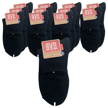 B.V.D. 1/2 細針男襪  黑色  25-28cm