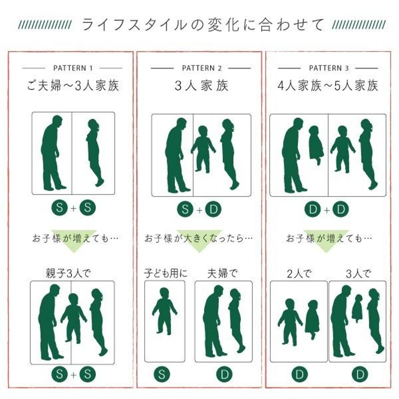 連結ベッド 幅240 キング ワイド 3人 4人 家族 つなげる 2台 分割