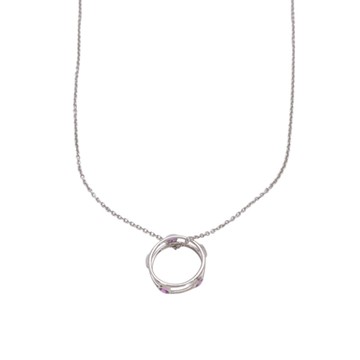 【二手名牌BRAND OFF】Tiffany & Co 蒂芬妮 18白K金 粉紅藍寶石 項鍊