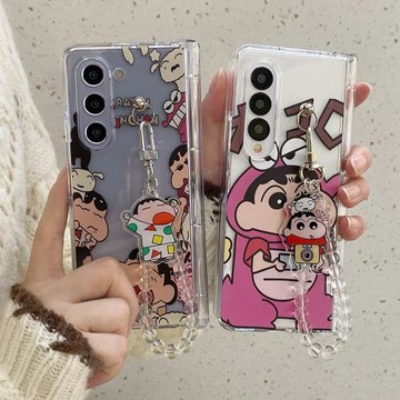 ins風可愛卡通蠟筆小熊適用三星galaxyzfold6手機殼zfold7外殼zfold5/4折疊保護套手鏈w22創意個性fold3韓W23