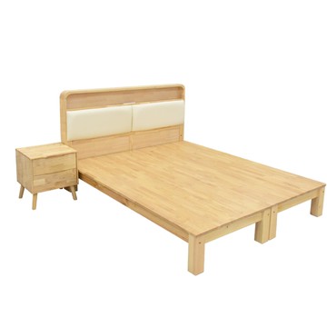 IHouse-北歐實木路易強化版 雙大6尺床組 3件組(907床頭+床底+床頭櫃)原木色