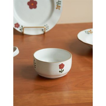 肆月日式特別好看的米飯碗家用高顏值精致小碗田園風花朵陶瓷飯碗