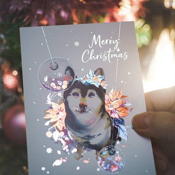 燙金聖誕卡 -【帶來祝福的聖誕柴柴】