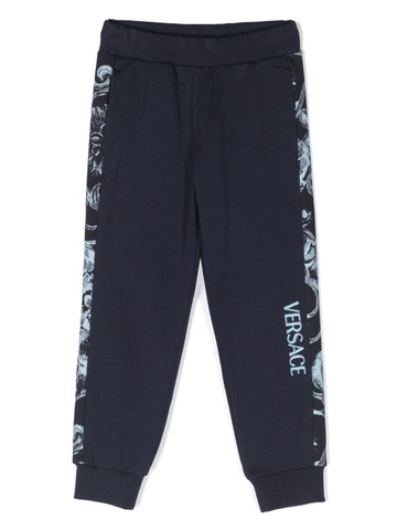 Versace Kids - Barocco-print cotton track pants - kids - Cotton/Cotton - 5 - Blue