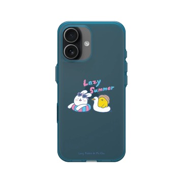 iPhone 17 Clear (相機按鈕) 夜幕藍 - 懶散兔與啾先生 Lazy Rabbit and Mr.Chu - lazy summer