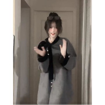 韓系千金蝴蝶結中長款毛呢外套春秋季直筒顯瘦減齡氣質小個子大衣