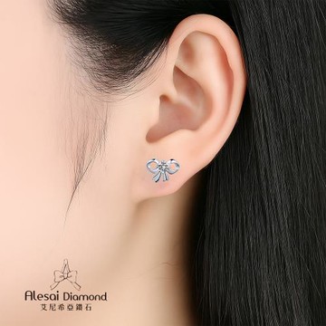 Alesai 艾尼希亞鑽石 30分 蝴蝶結鑽石耳環 D/VVS1 培育鑽石