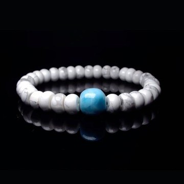 海紋石與白松石 安穩之石 男士手鍊 QBR-00012