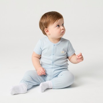 奇哥 CHIC BASICS系列 嬰幼童裝 短袖前開包屁衣/兔裝2入組(3-24個月)