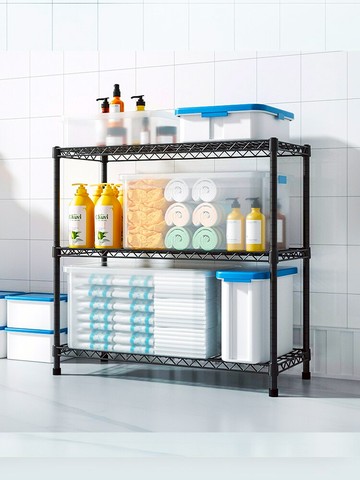 新品衛生間置物架3層落地防水防銹分層收納整理架毛巾浴巾浴室架