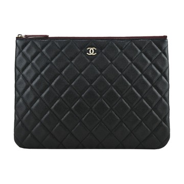 CHANEL經典菱格荔枝小羊皮手拿包（中/黑）_廠商直送