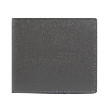 BURBERRY 8052882 品牌LOGO壓紋對開八卡短夾.鐵灰