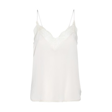 Zadig & Voltaire - Ecru Silk Lace Trim Slip Top