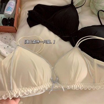 【PIGLET】夏季美背内衣女 小胸聚攏 無鋼圈内衣 柔軟舒適體感内衣 透氣孔杯墊 蕾絲内衣 少女内衣 法式三角杯文胸罩