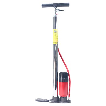 鐵馬行 高壓直立式打氣筒 附氣壓氣表 FC-802 白鐵色  1支