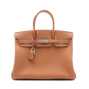 HERMES 愛馬仕 Birkin 35 柏金包 手提包 棕色 TC牛革 G刻 銀扣 H027767CK37 【二手名牌BRAND OFF】