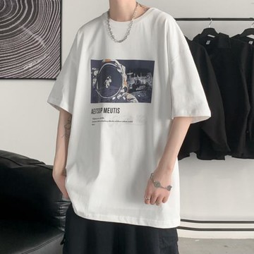 夏季短袖t恤男韓版潮流寬松百搭ins潮牌夏款男裝2023新款大碼半袖