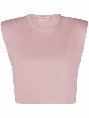 Blanca Vita - sleeveless crop top - women - Spandex/Elastane/Cotton - 40 - Pink