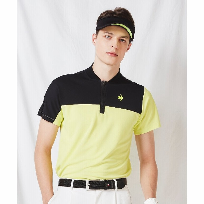 Le Coq Sportif Golf ルコックスポルティフゴルフ Rijoume ショートネックバックプリント半袖シャツ 吸汗速乾 ストレッチ Uvケア Upf15 Eco アウトレット メンズ ブラック ライム 通販 Lineポイント最大1 0 Get Lineショッピング