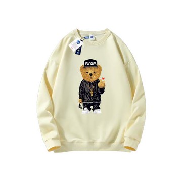 NASA官方聯名秋冬新款比心小熊港風潮牌oversize男女同款圓領衛衣