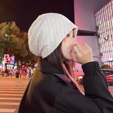 春秋季堆堆帽韓版百搭針織大頭圍頭巾帽子女月子帽百搭新款包頭帽