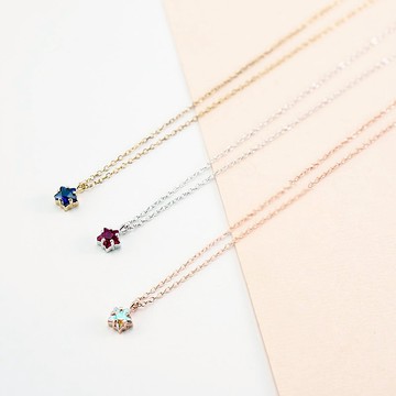 【客製化禮物】星鑽誕生石純銀鎖骨鍊