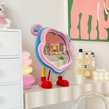 免運 開立發票 檯燈 床頭燈 夜燈 氛圍燈 裝飾燈 ins風米奇臥室桌面化妝鏡卡通可立家用宿舍創意梳妝臺式鏡子casa