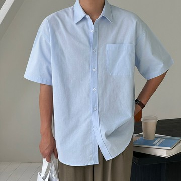正韓簡約堅挺棉麻口袋翻領短袖襯衫 8色 YUPPIE 預購商品 0826