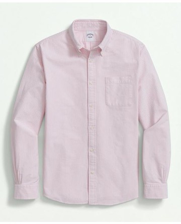 Brooks Brothers Men's Friday Oxford Shirt, Candy Striped | Pink | Size Medium