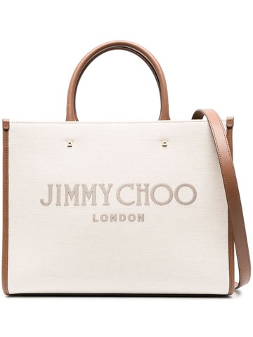 Jimmy Choo - medium Avenue canvas tote bag - women - Calf Leather/Recycled Cotton - One Size - Neutrals