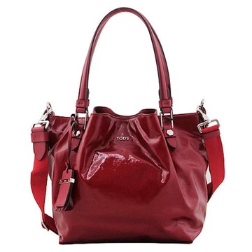 【TODS】Flower系列漆亮帆布手提/肩斜背包-小(紅色)