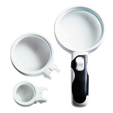 2.5X-16X可換鏡頭LED照明手持式放大鏡(三鏡組)