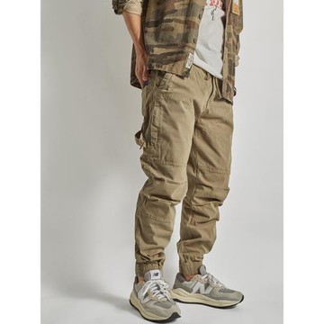 工裝褲男士彈力做舊水洗休閑束腳褲卡其色美式四季百搭男士束口褲