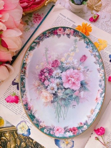 1997年美國華裔畫師限量盤手繪盤收藏盤掛盤馬年 新年佈置 情人節