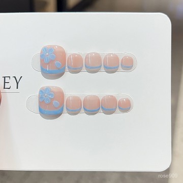 ➕純色美美噠💯（原創）純手工穿戴甲夏日短款簡約甜美腳趾甲片2025新款美甲貼純色穿戴甲 EBJI