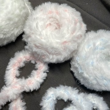熱賣🌞軟妹兔子仿皮草手混綫編織圍巾diy帽子毛綫手工包圍巾帽子衣服 毛綫編織圍巾材料包 手工圍巾鈎針材料包 diy手作