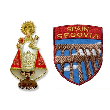 造型布貼＋磁鐵【2件組】 西班牙旅遊磁鐵＋西班牙塞哥維亞貼布繡 特色3D磁鐵 創意地標磁鐵 立體冰箱貼 旅遊伴手禮 _廠商直送
