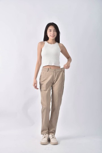 (XL) meier q直筒棕色長褲