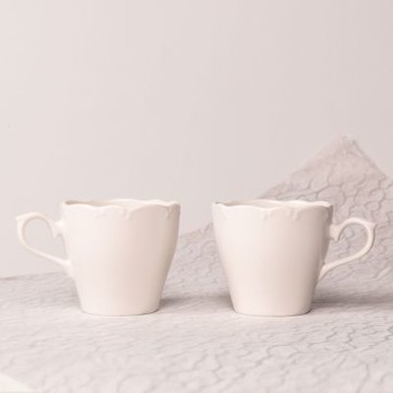 上作美器 日本製高雅雪白馬克杯雙人組(兩件200ml/水杯/茶杯/咖啡杯)