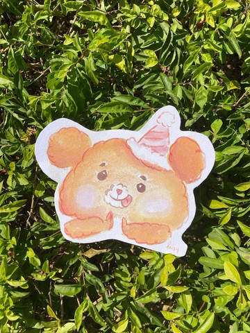 【 水彩 + 木顏色 明信片 】幸福 歪嘴 小熊 心意 蛋糕 生日 卡