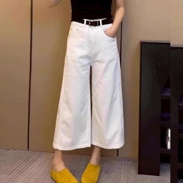 中大尺碼 長褲 薄款高腰顯瘦九分牛仔直筒寬褲【042389】AUG13｜1色5碼  19LADY〔現貨〕